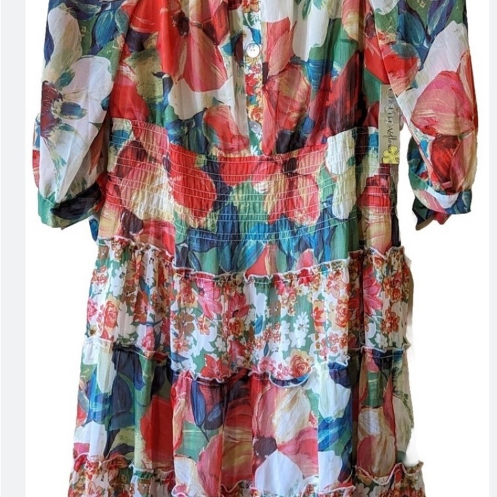 Floral Multicolor Boho Dress new no tags perfect for cruise or beach bohemian - Picture 2 of 9